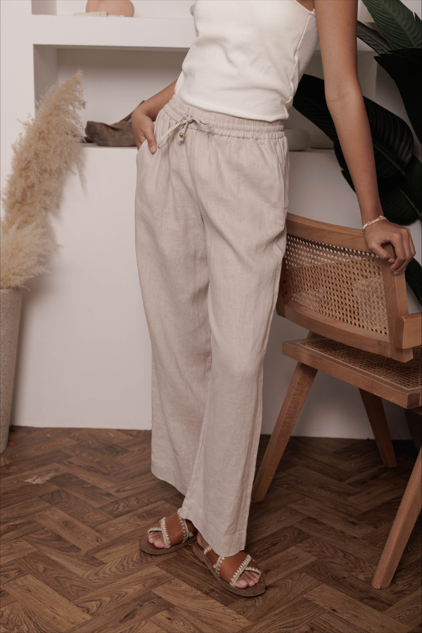 Classic Linen Lounge Pants In Oat
