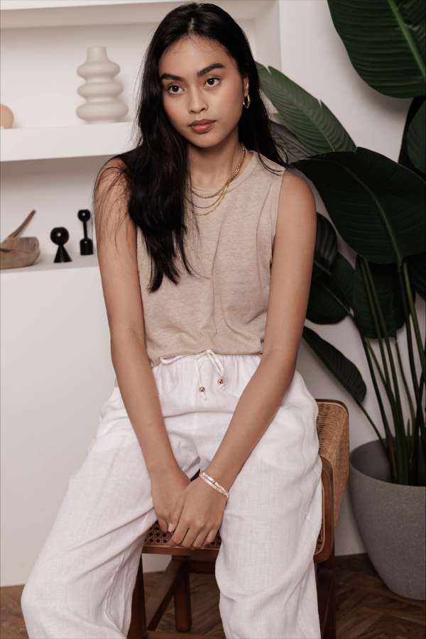 Classic Linen Lounge Pants In White