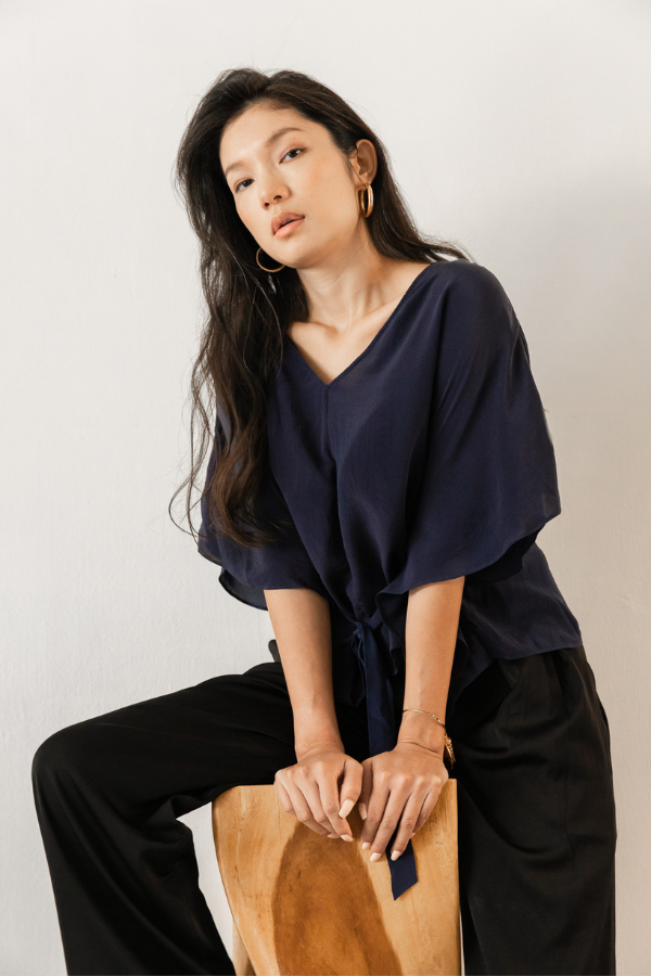 Eli Silk Kaftan In Indigo