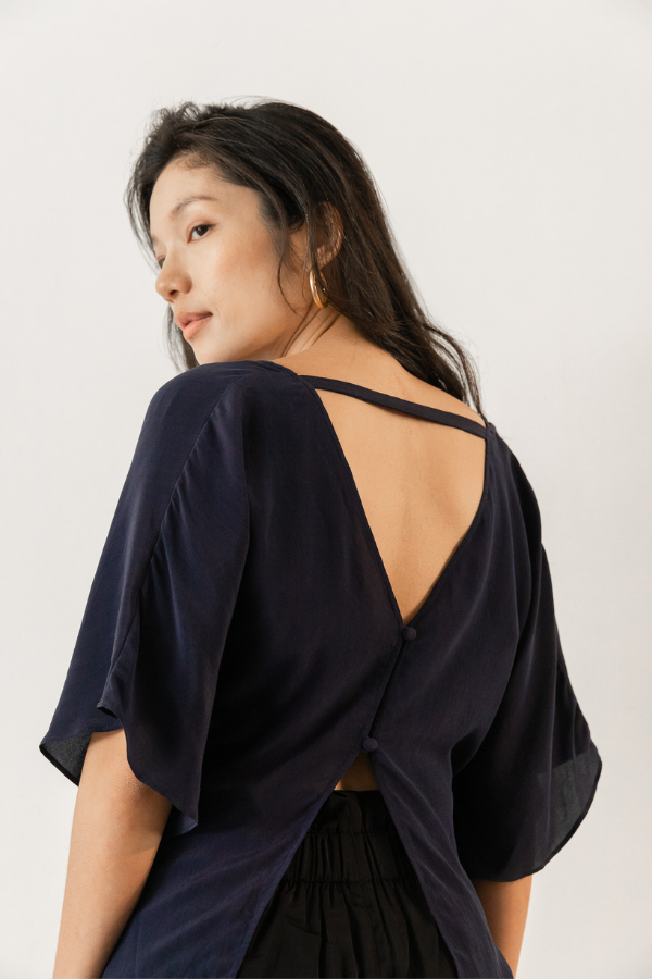 Eli Silk Kaftan In Indigo