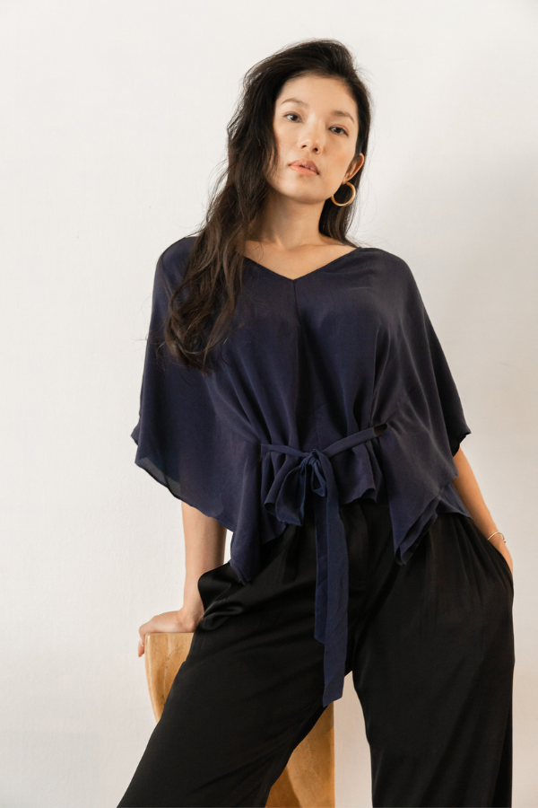 Eli Silk Kaftan In Indigo