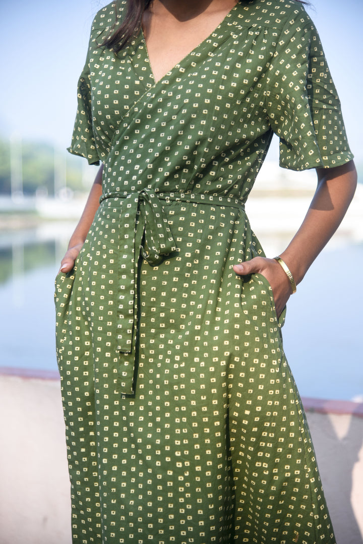 Farah Wrap Dress in Olive