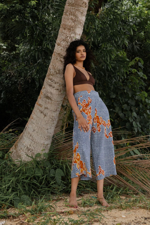 Batik Culottes Pants In Tumbuh Indigo