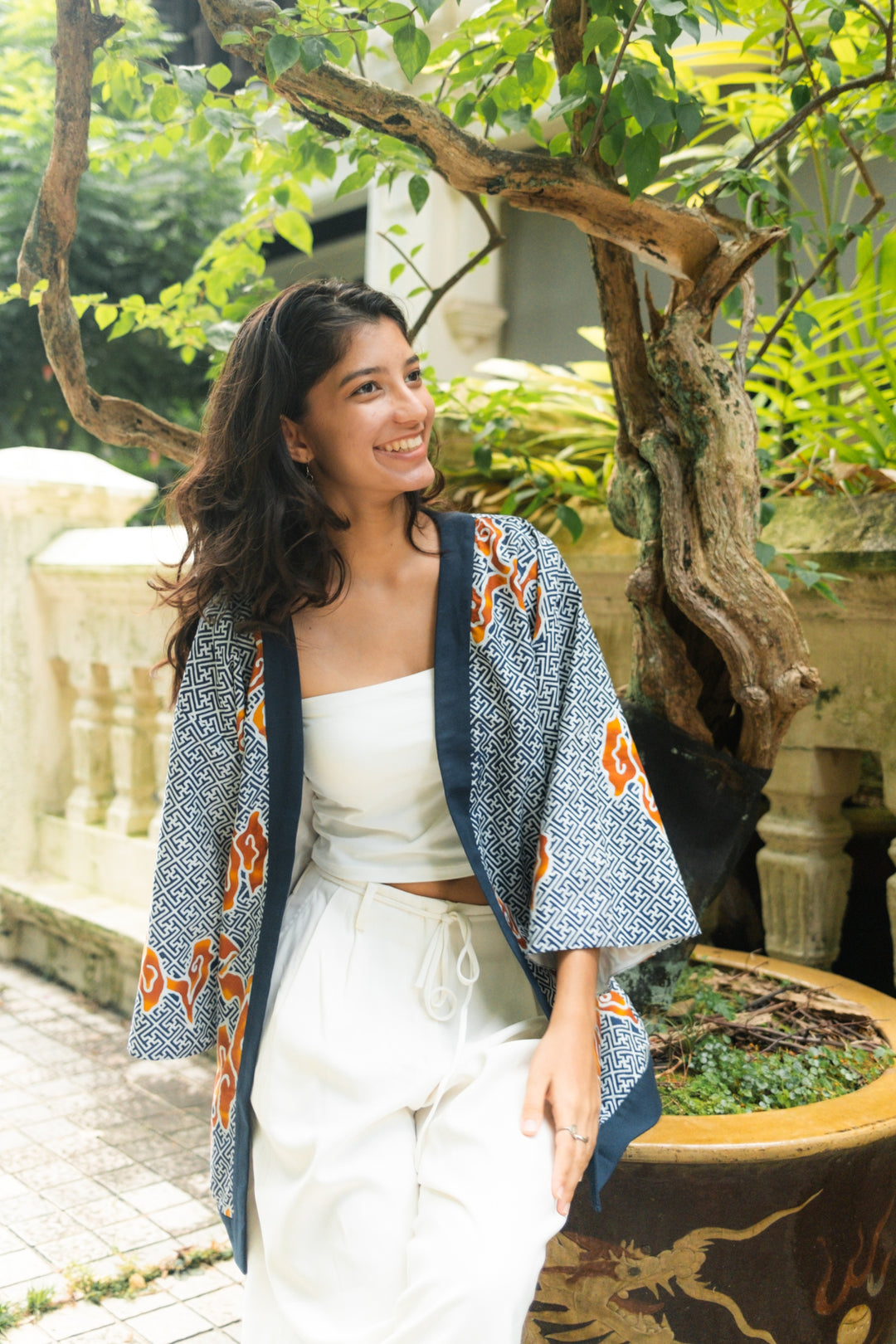 Batik Unisex Jacket in Tumbuh Indigo