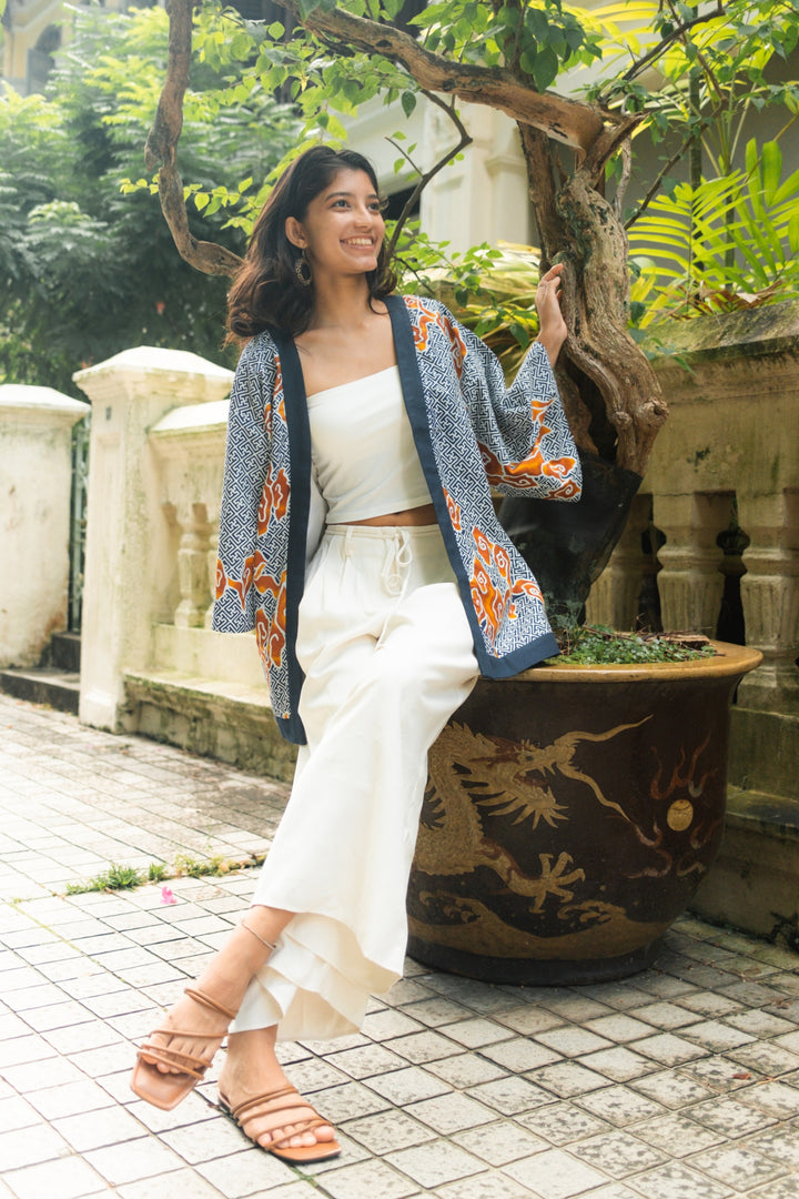 Batik Unisex Jacket in Tumbuh Indigo