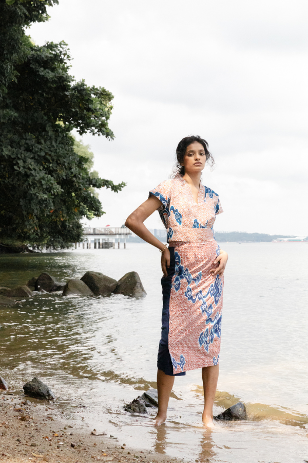 Batik Banded Crop Top In Tumbuh Clay