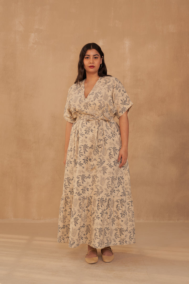 Leafy Bloom Maxi Kala Cotton Dress