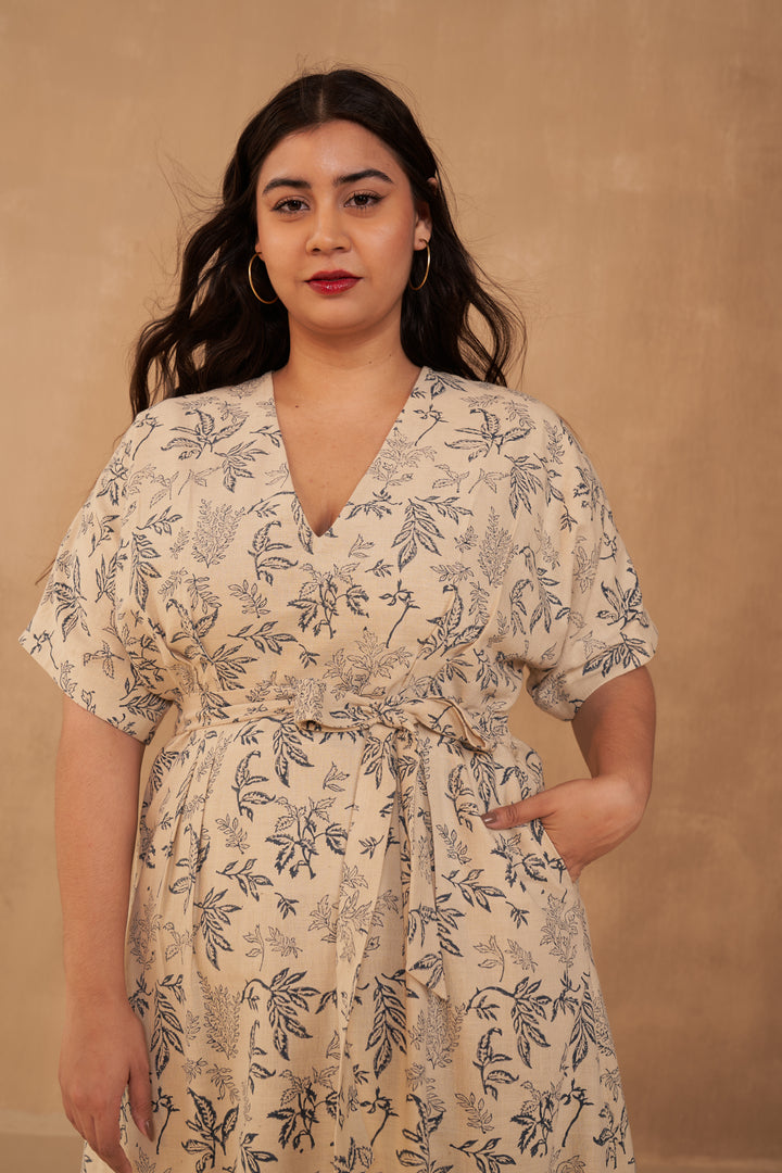 Leafy Bloom Maxi Kala Cotton Dress