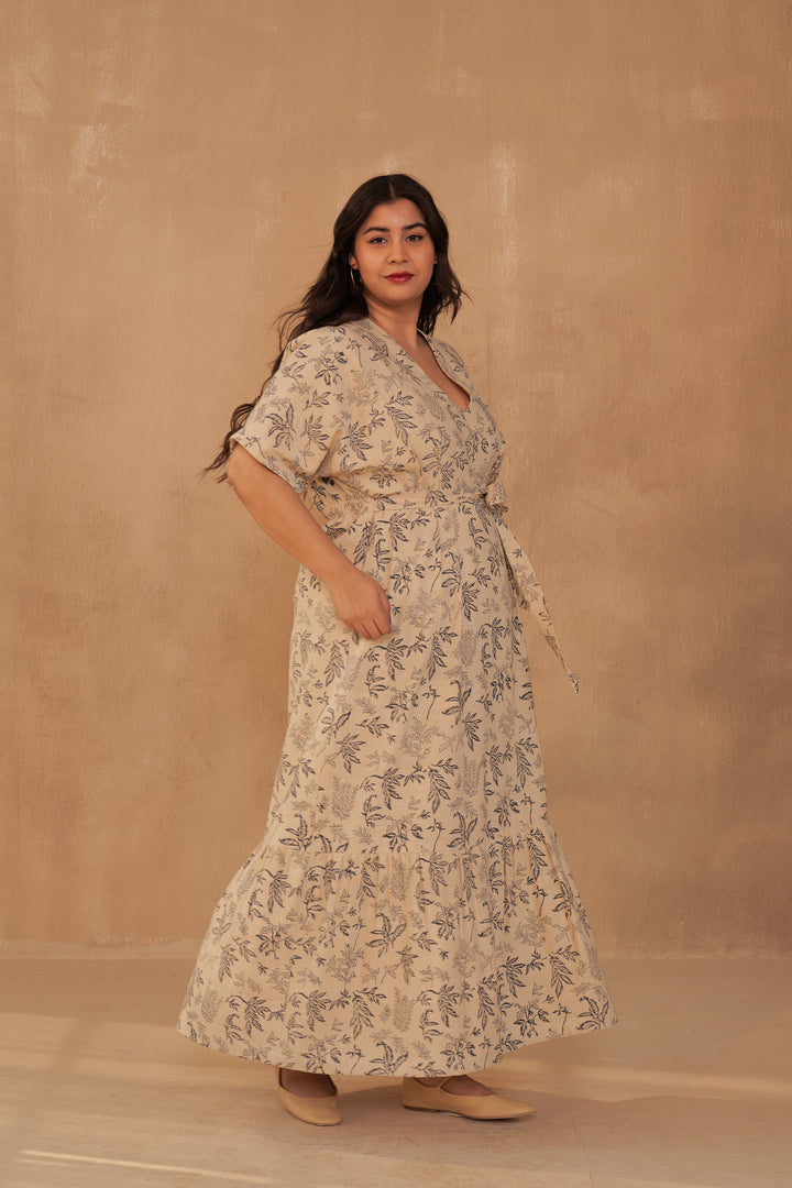 Leafy Bloom Maxi Kala Cotton Dress