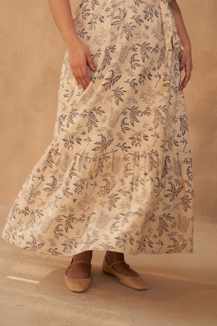 Leafy Bloom Maxi Kala Cotton Dress