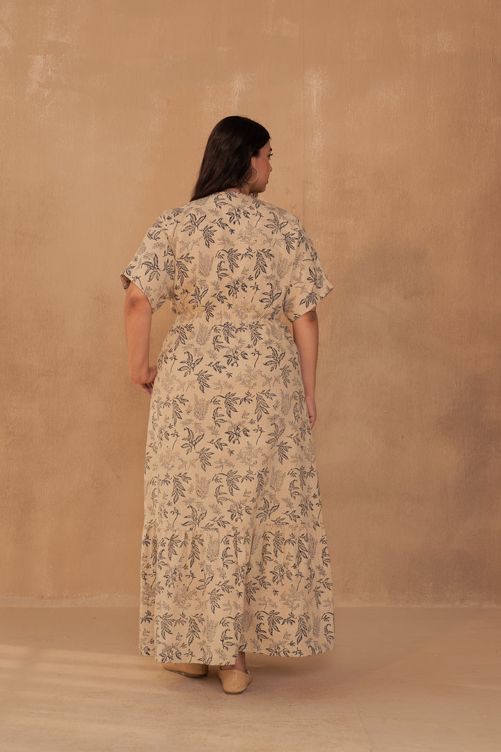 Leafy Bloom Maxi Kala Cotton Dress