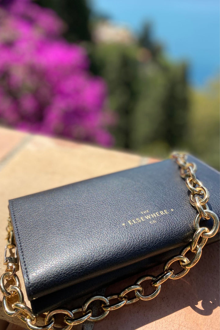 Travel Wallet, Chain + Charm Set In Nightfall Black