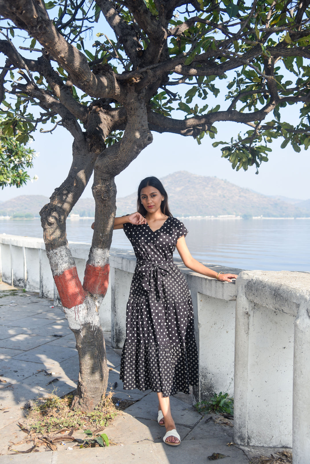 Nisha Dress in Black Dabu Mix