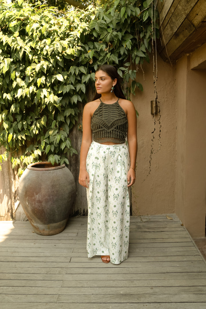 Palazzo Pant In Verde Foliage