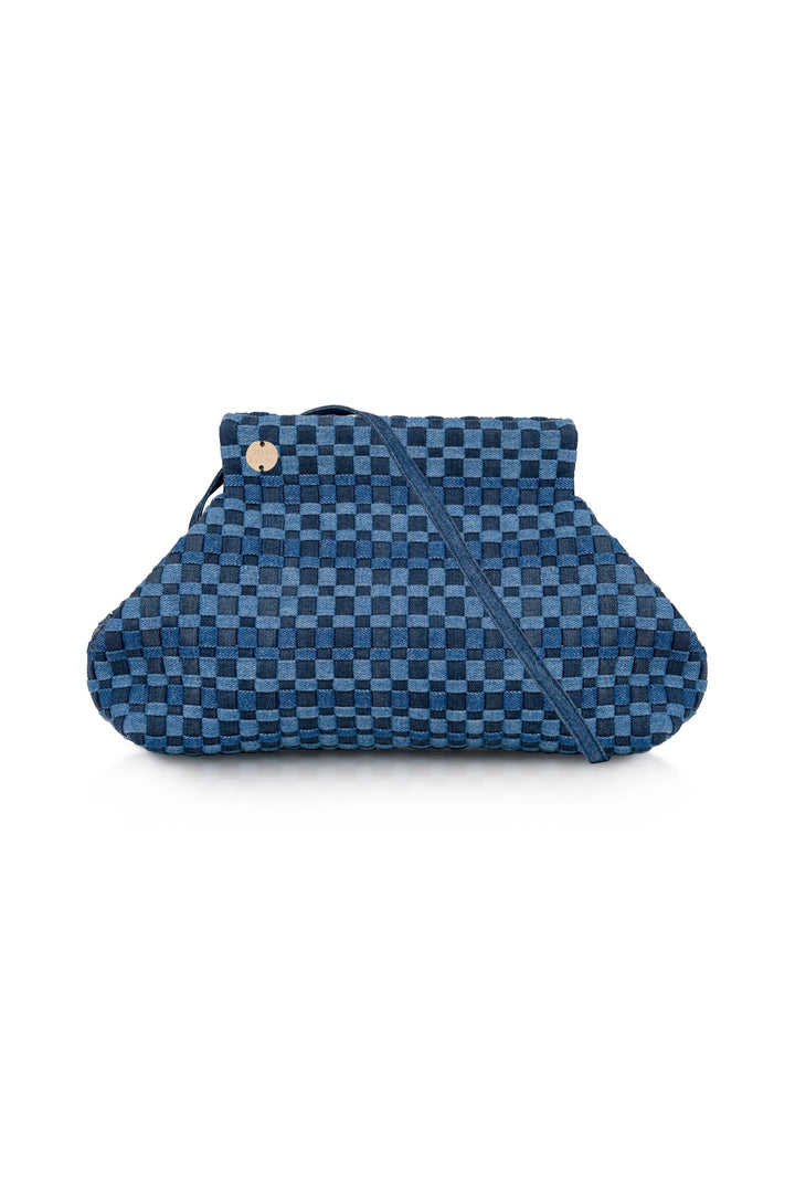 Lilis Medium Frame Clutch Bag In Denim