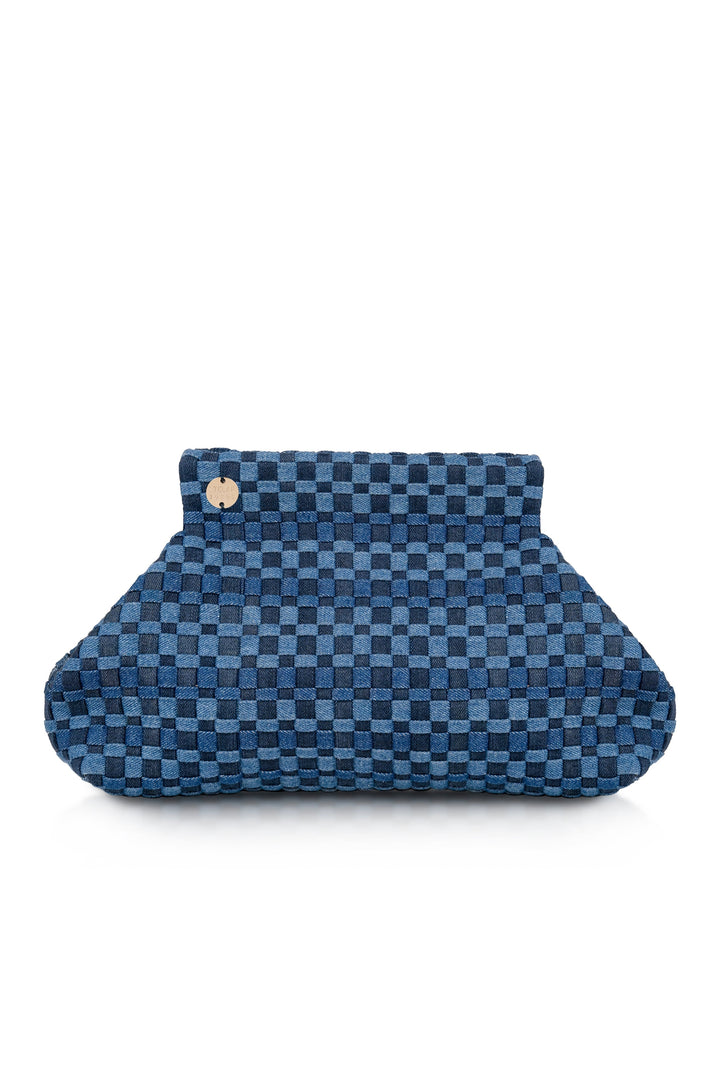 Lilis Medium Frame Clutch Bag In Denim