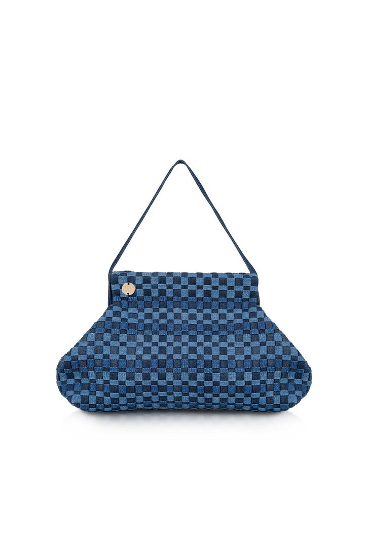 Lilis Medium Frame Clutch Bag In Denim