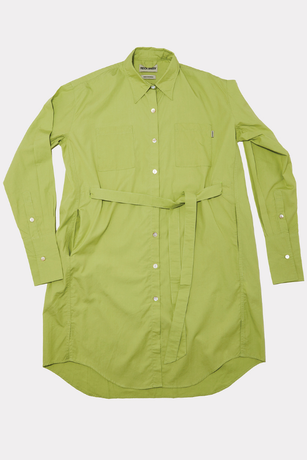 Tasha Oversized Belted Shirt Dress In Green