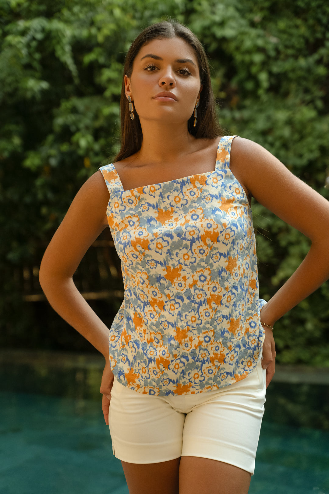 Tropez Top In Azure Blossom