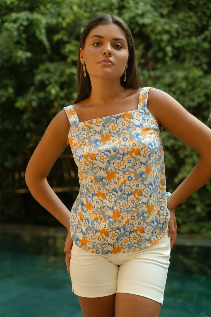 Tropez Top In Azure Blossom