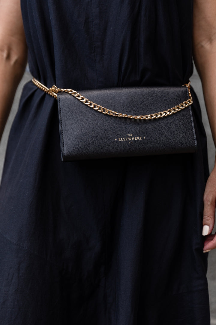 Travel Wallet, Chain + Charm Set In Nightfall Black