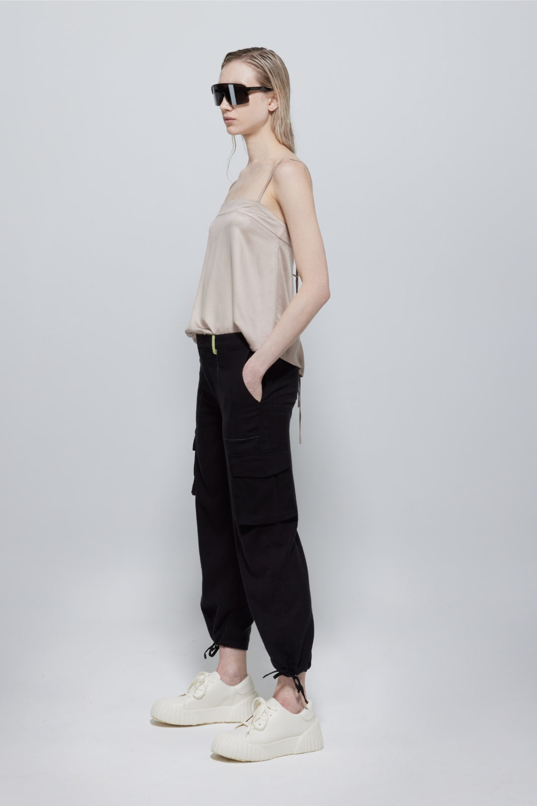 Claris Satin Viscose Cami In Beige