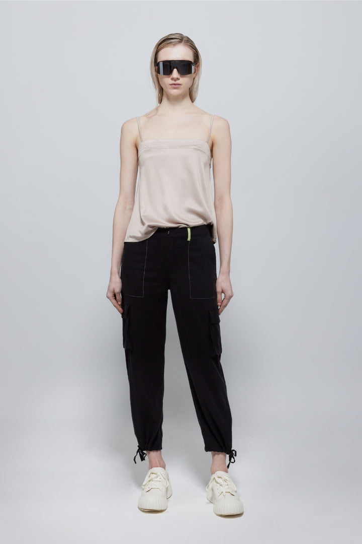 Claris Satin Viscose Cami In Beige