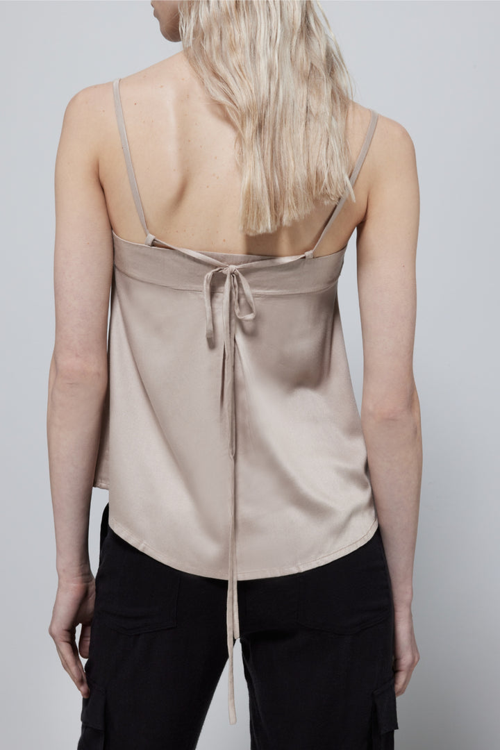 Claris Satin Viscose Cami In Beige