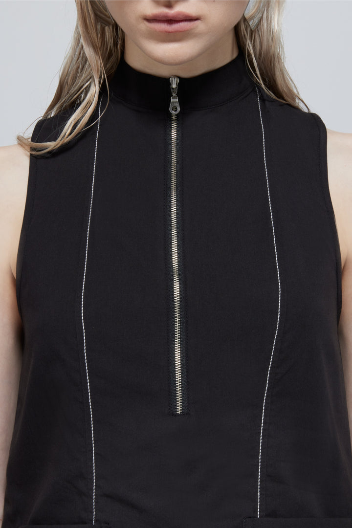 Amelie Sleeveless Zipped Dress In Black