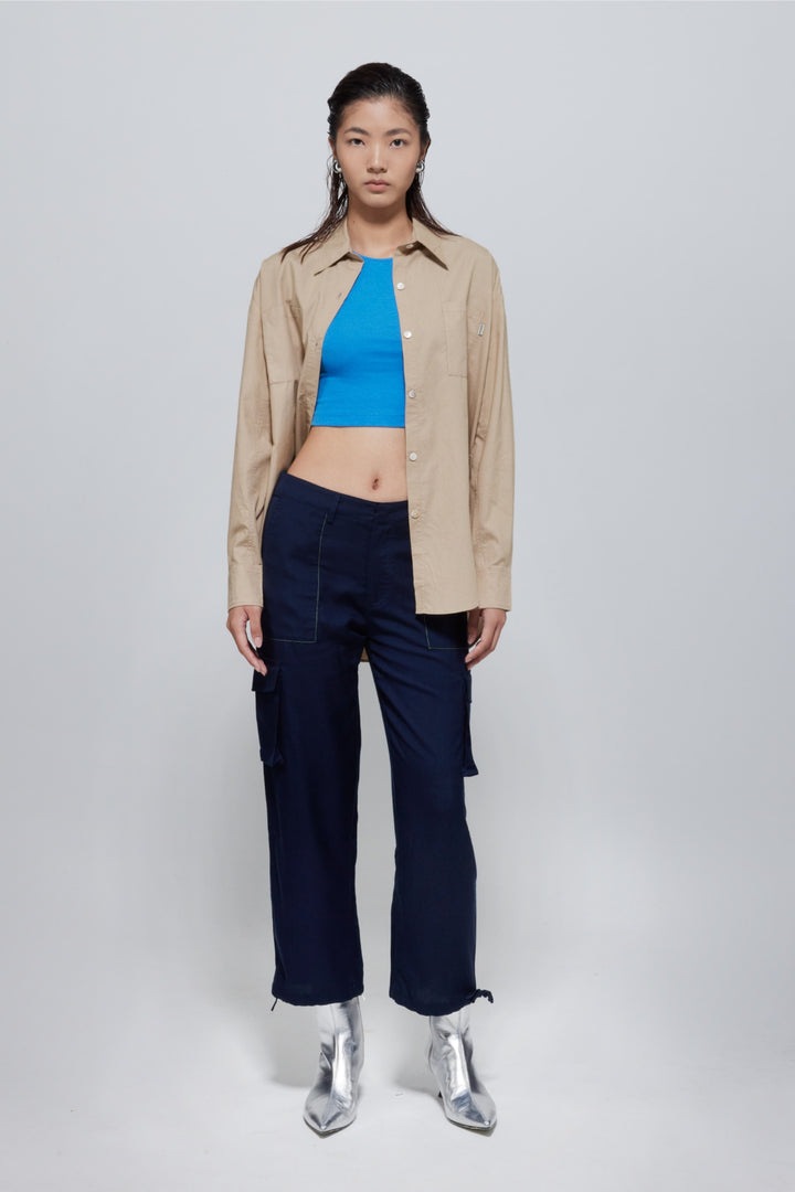 Ari Low Waist Cargo Pants In Navy