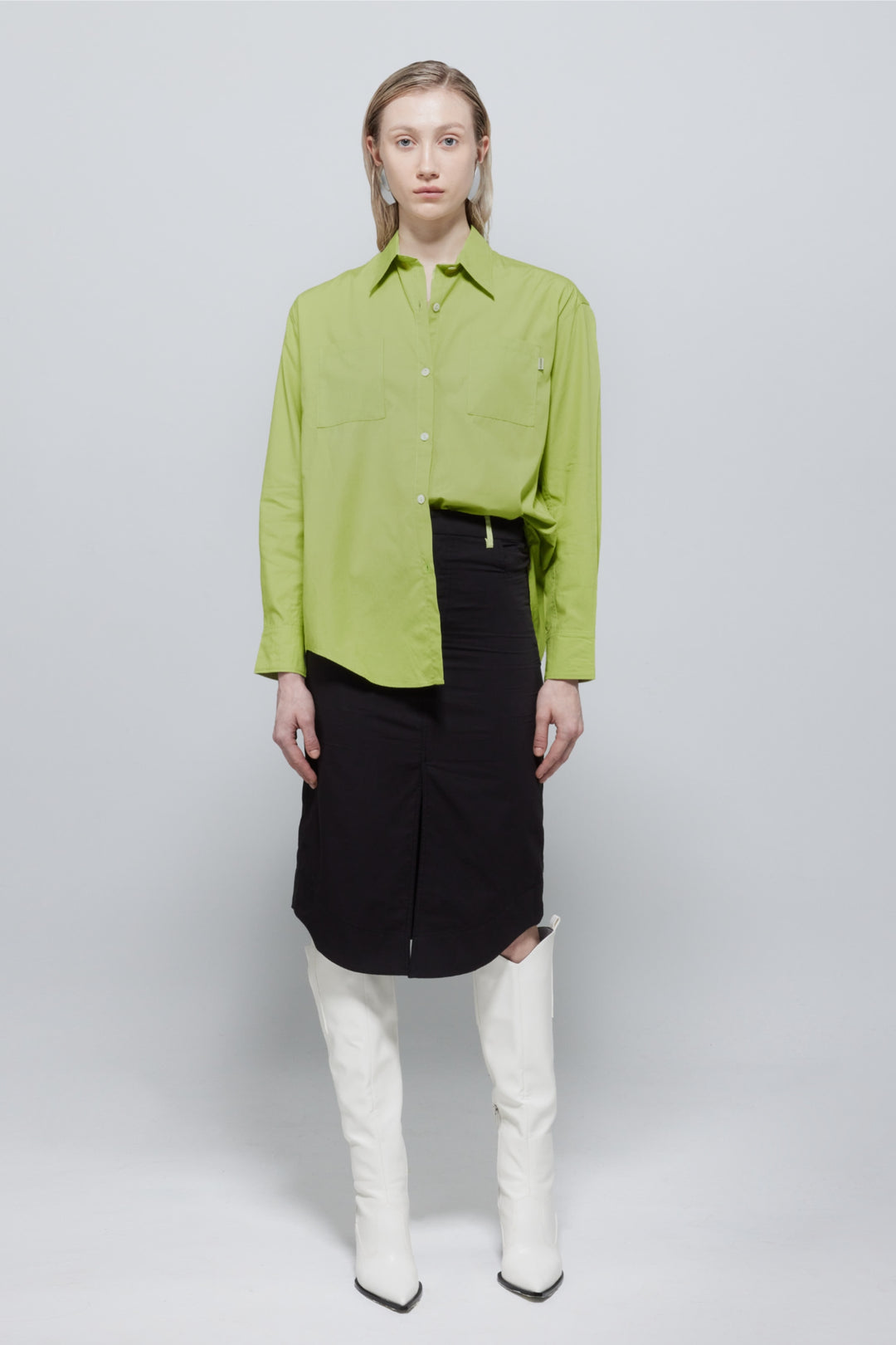 Laura Oversized Poplin Shirt In Green