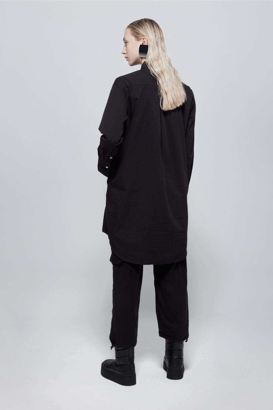Tasha Oversized Belted Shirt Dress In Black