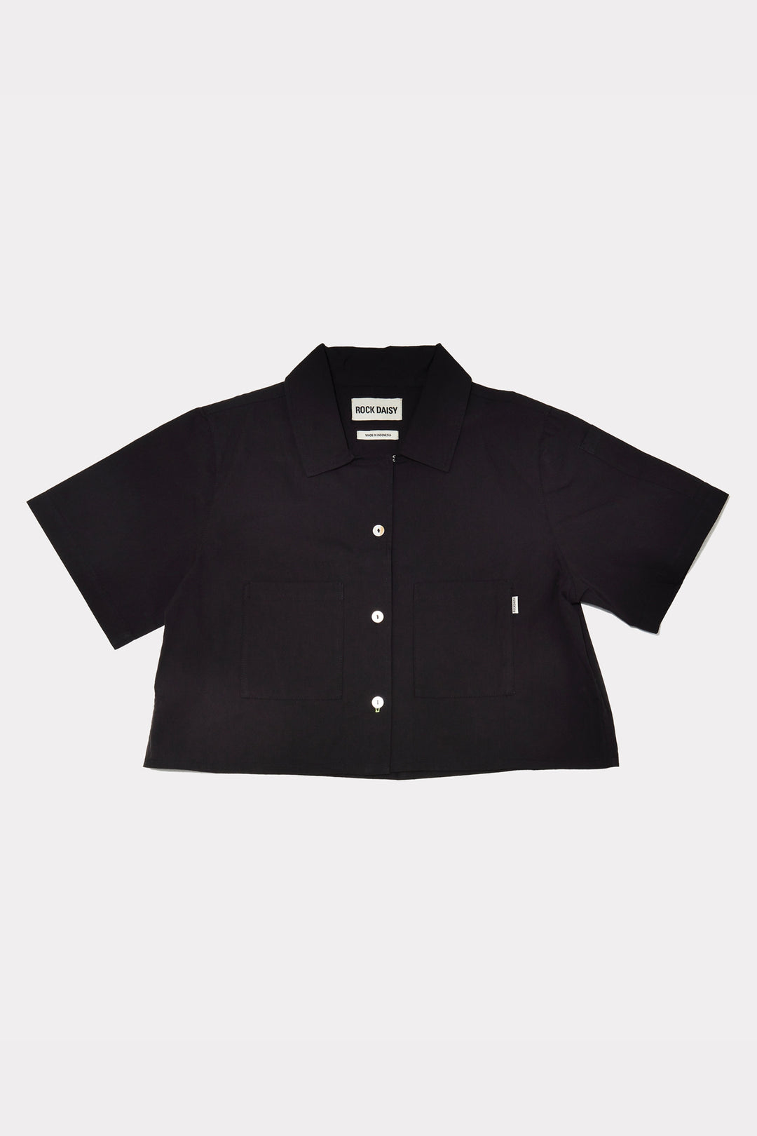 Alex Boxy Cropped Short-Sleeved Shirt In Black
