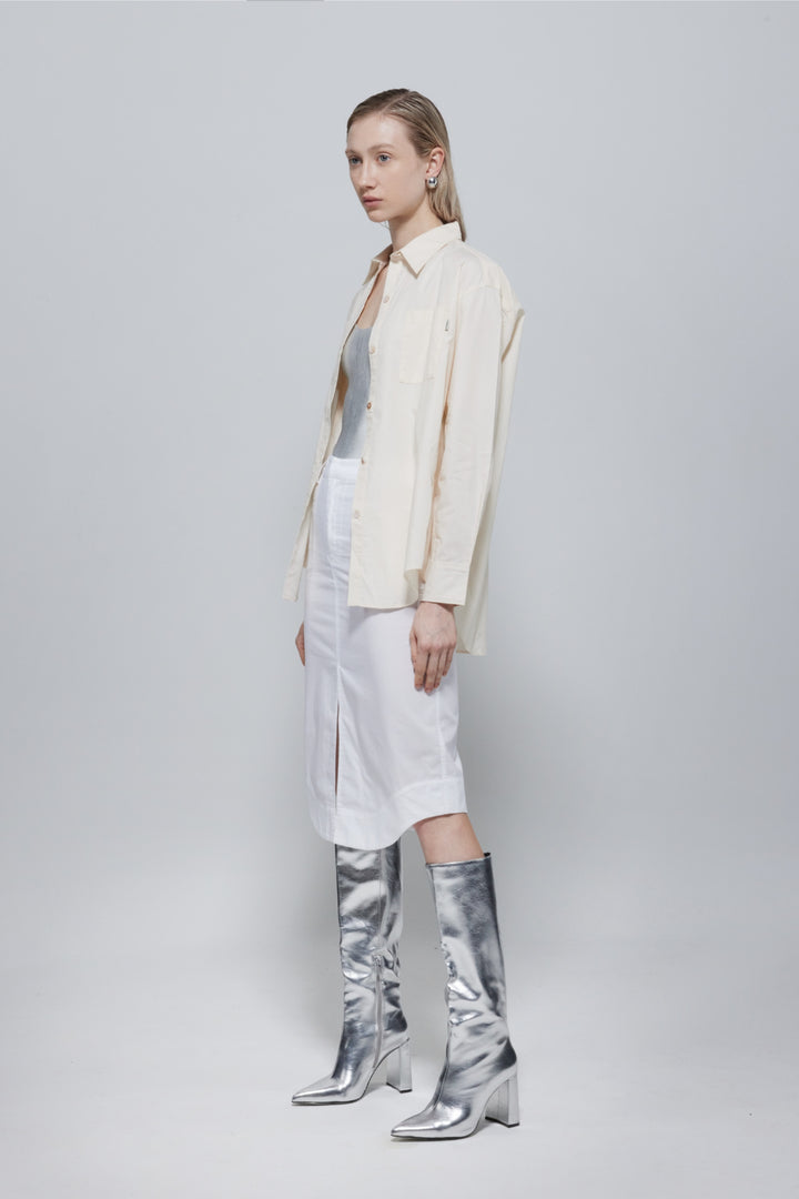 Sira Straight Midi Skirt In White