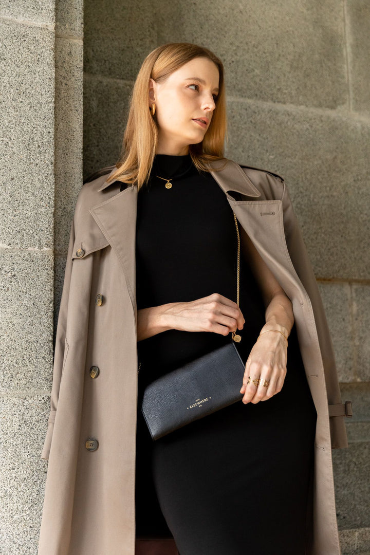 Travel Wallet, Chain + Charm Set In Nightfall Black
