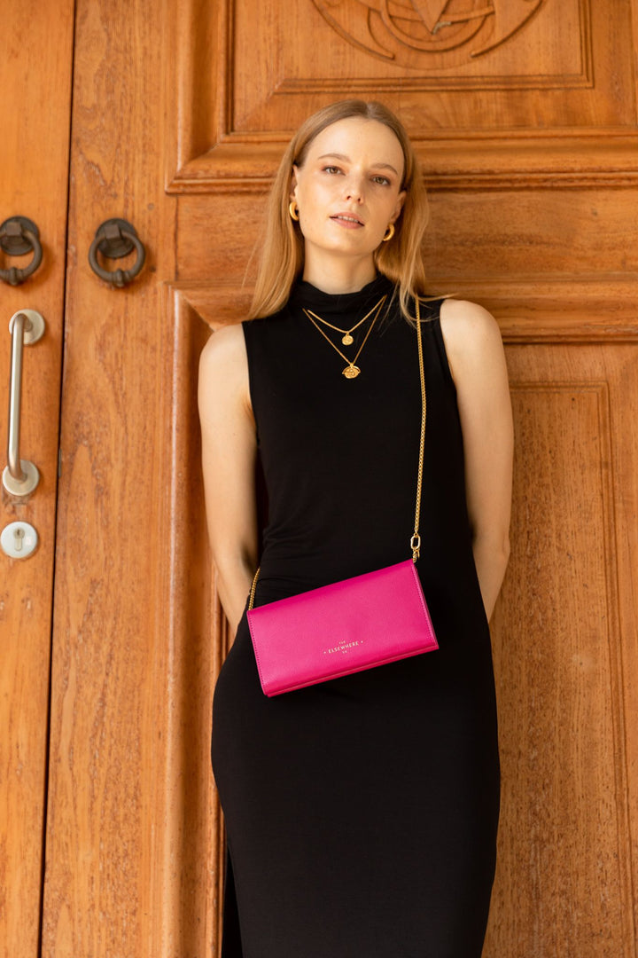 Travel Wallet, Chain + Charm Set In Paradise Pink