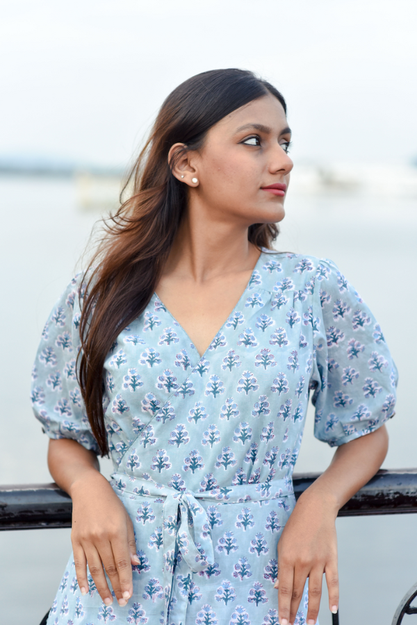 Ava Sage Wrap Dress