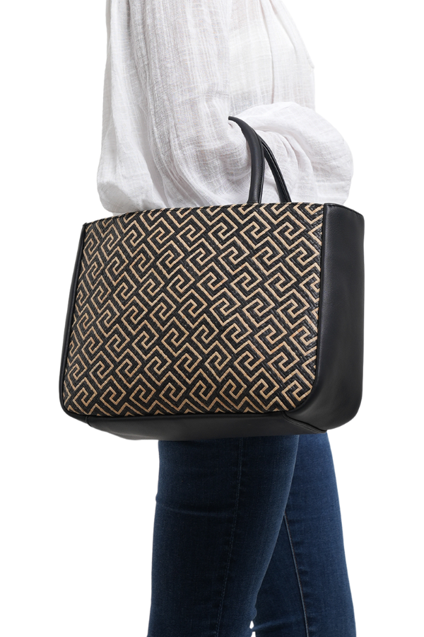 Gertrude Black Rattan Mini Tote Bag