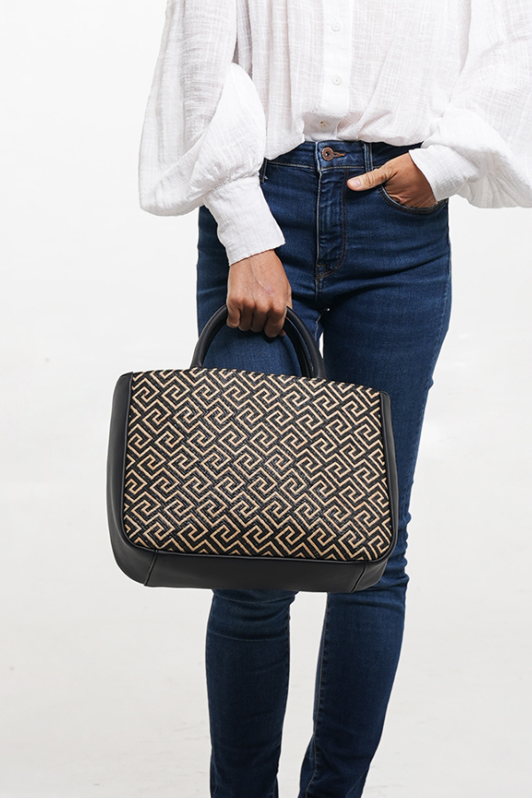 Gertrude Black Rattan Mini Tote Bag