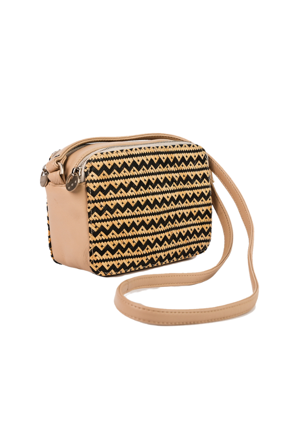 Amelia Nude Rattan Cross Body Bag