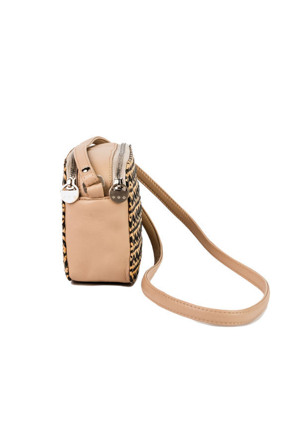 Amelia Nude Rattan Cross Body Bag