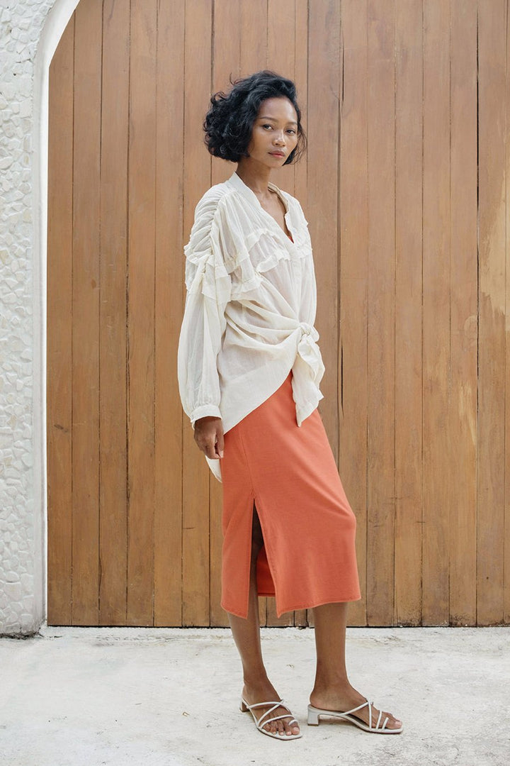 Lucia Oversized Ruffles Shirt In Cream