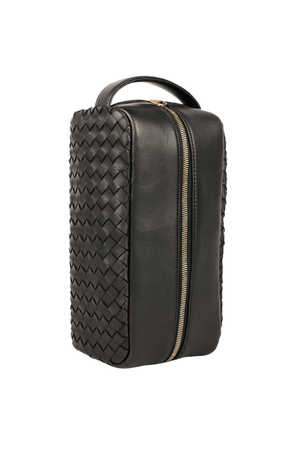 Kmana Kerouac Dopp Kit in Black. Available online at ZERRIN.