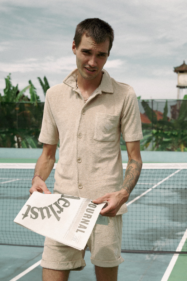 Towel Boy Cabana Shirt in Sand