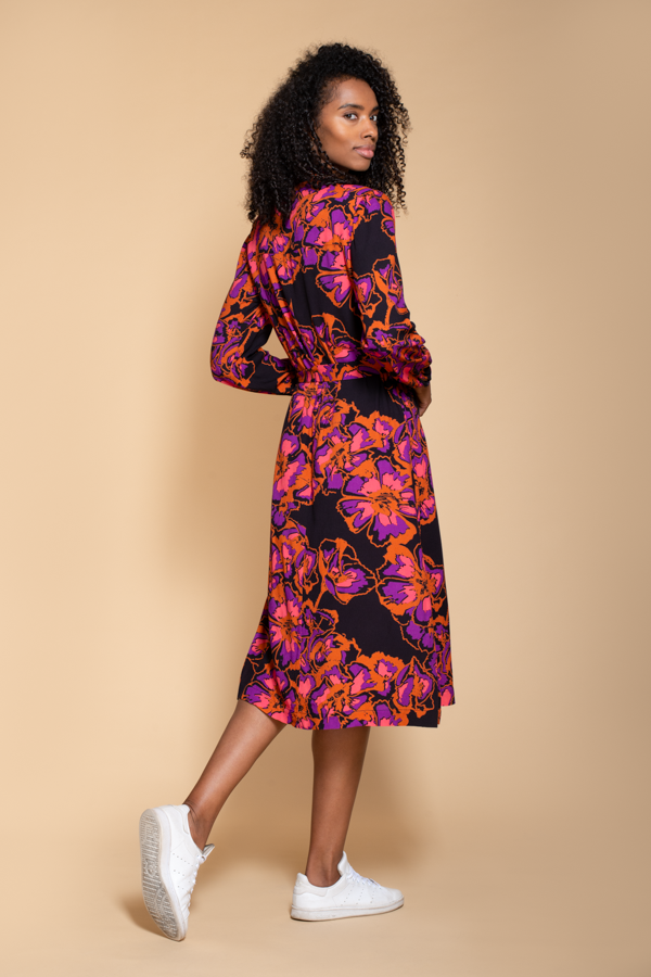 Acacia Shirt Dress in Pink and Rust Floral