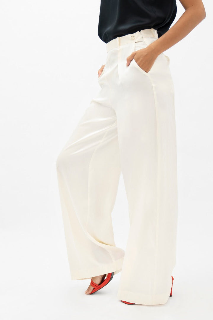Branson BKG Wide Leg Pants In Pearl