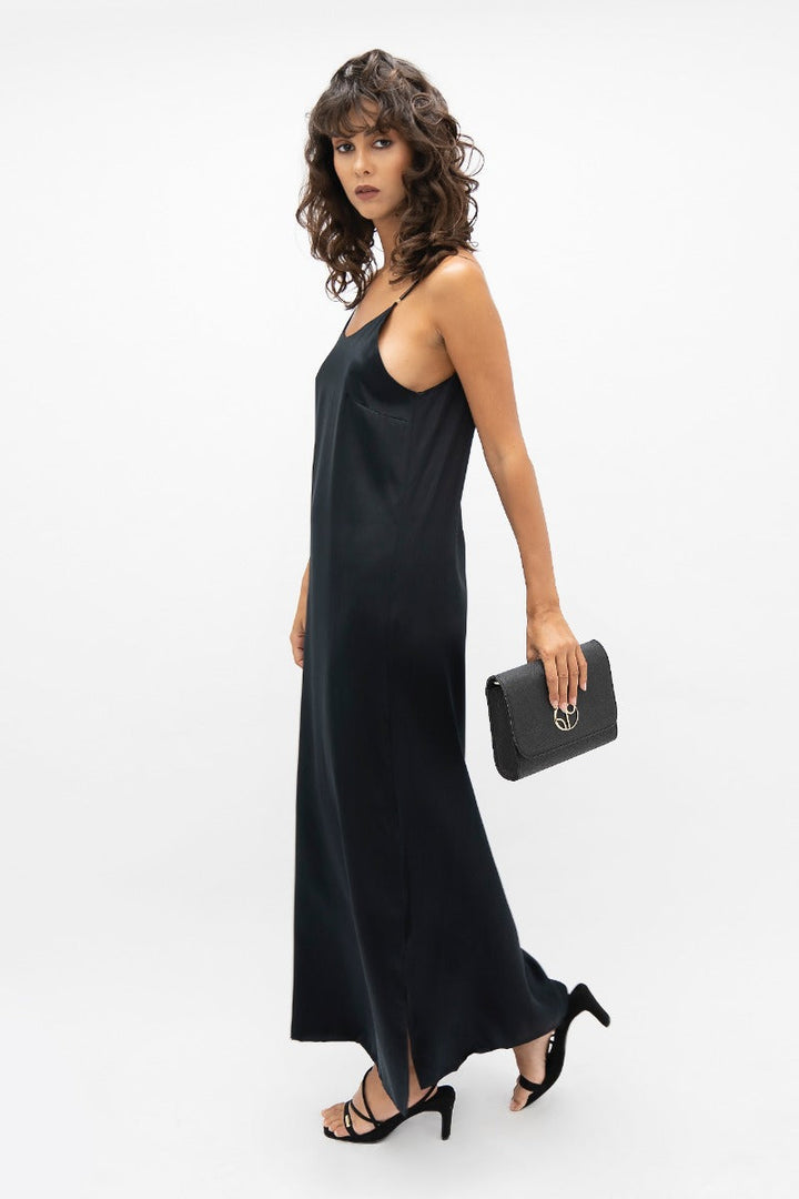 Calabar CBQ Slip Dress In Black