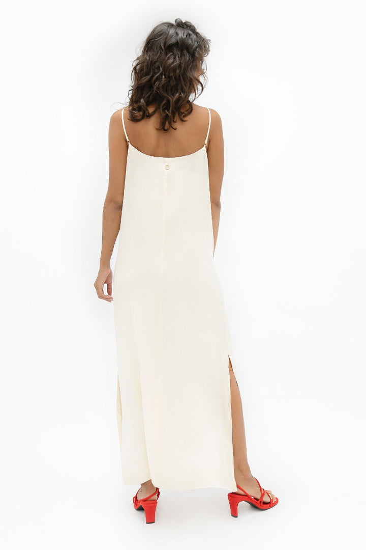 Calabar CBQ Slip Dress In Pearl