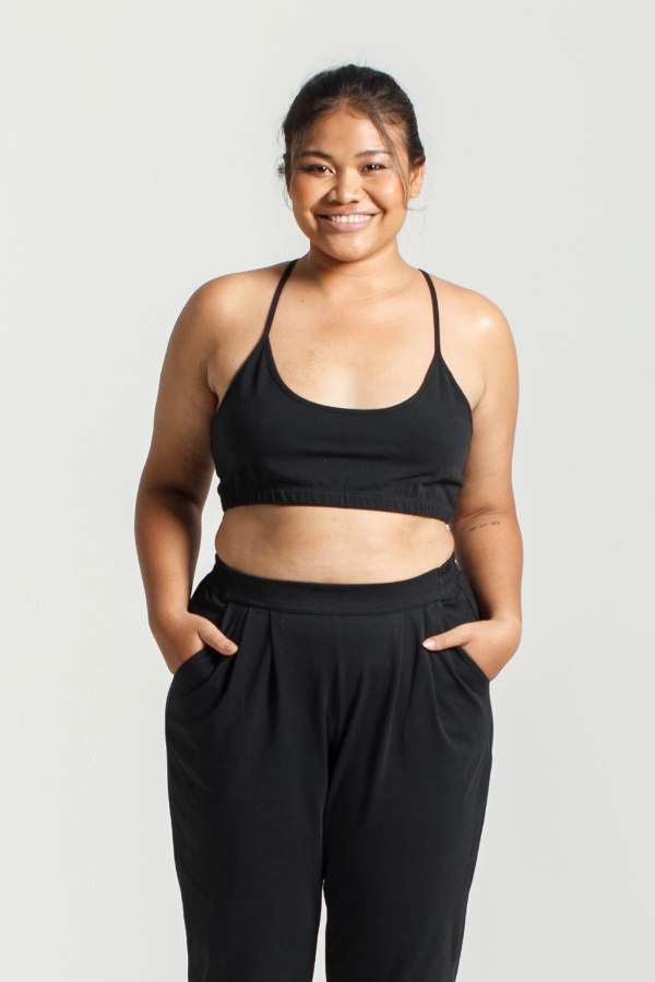 Cropped Cami Bralet Top in Black