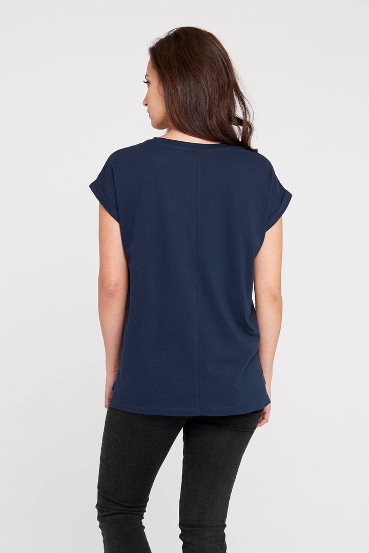 Dorsu Rolled Sleeve Crew T-shirt in Navy